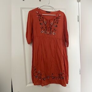 SHEIN Orange Embroidered Dress